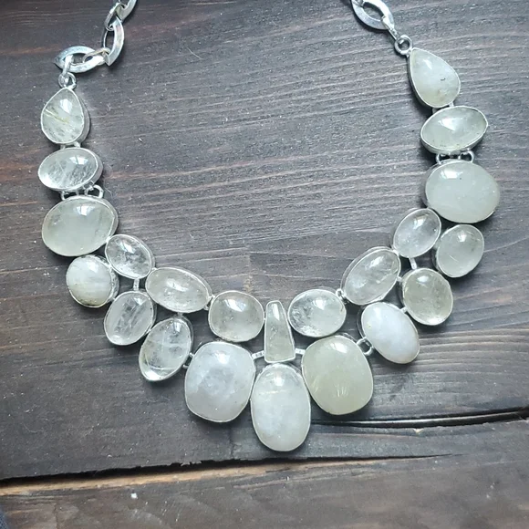 New Oversized Golden Rutile 925 Silver Statement Necklace. - Picture 11 of 16